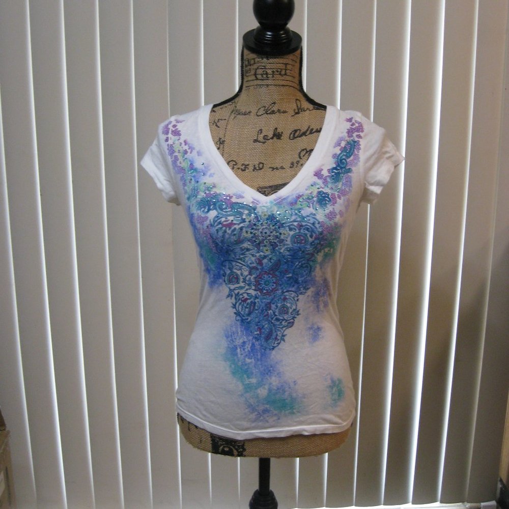 NWOT Express white graphic tee t shirt top XS extra small